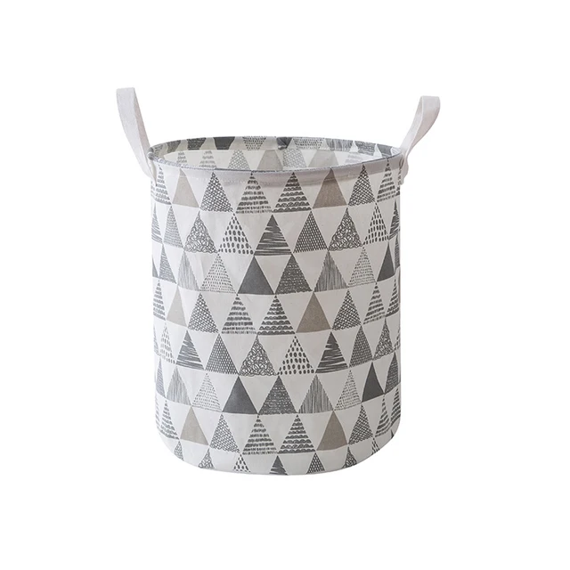 Large Capacity Foldable Laundry Basket Art Waterproof Children's Toy Basket Tunic Dirty Debris Multifunction Storage Basket Grey-triangle
