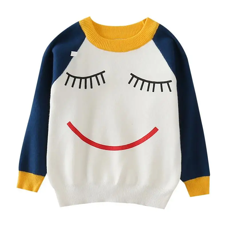 Toddler Girls sweaters winter clothes smile o-neck Pullovers 2to 8 yrs kids clothes knitted sweater tops children clothing wear