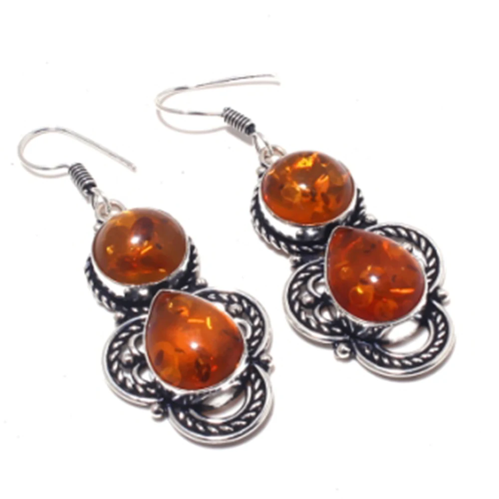 

Ambers Earrings Silver Overlay over Copper, 58 mm , E4117