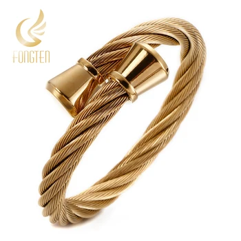 

Fongten Twisted Link Chain Mens Bangle Punk Viking Style Open Cuff Bracelets Stainless Steel Jewelry 2020