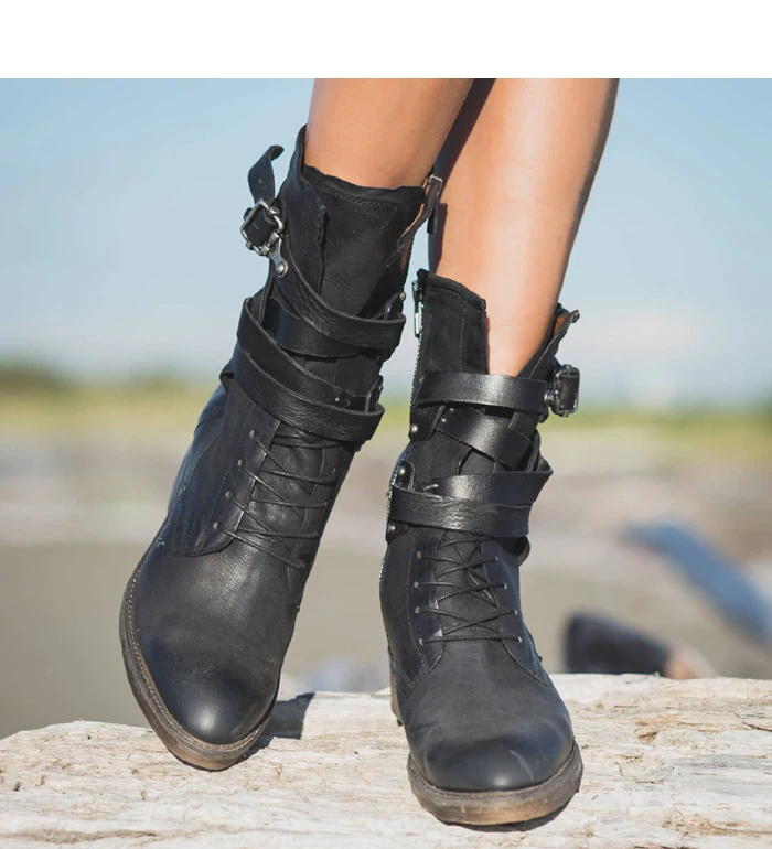 NAN JIU/2020 г.; кожаные ботинки; женские короткие ботинки на молнии сбоку с ремешком и пряжкой; повседневные женские ботинки на низком каблуке