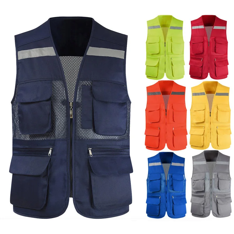 Outdoor Men's Tactical Fishing Vest Jacket Man Safari Jacket Multi Pockets  Sleeveless Travel Jackets Hi Vis Workwear Vest