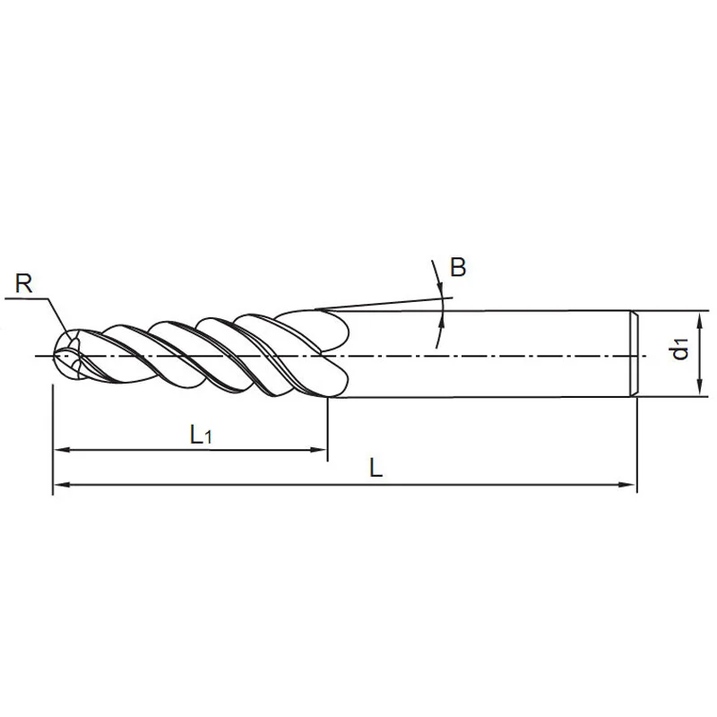 R0.25 4mm 20.5mmCarbide 2-Flute Taper Ball Nose Endmill CNC Bit Carving Kit Part