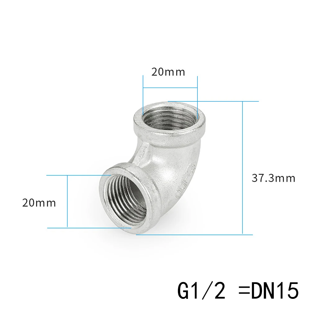 

1 PCS 1/2" BSP Elbow 90 Degree Angled Stainless Steel 304 Female Threaded Pipe Fitting DN15 Water Gas Oil