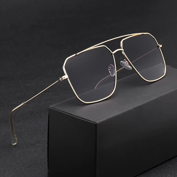 

New Women Metal Sunglasses Classic Anti-Reflective Mirror Fashion Square Glasses Vintage Over Sized Men Sun Glasses Uv400