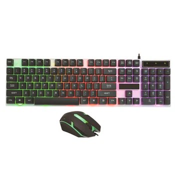 

Desktop 104 Keys 7 Colorful RGB Backlight Wired Gaming Keyboard And Mouse Combos for PC Computer Desktop Home Office Mouse