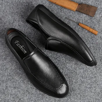 

Fashion Genuine Leather Shoes Men Brand Footwear Warm Shoes Fashion outdoor Mens Casual flats Shoes Male High Quality Loafers w5