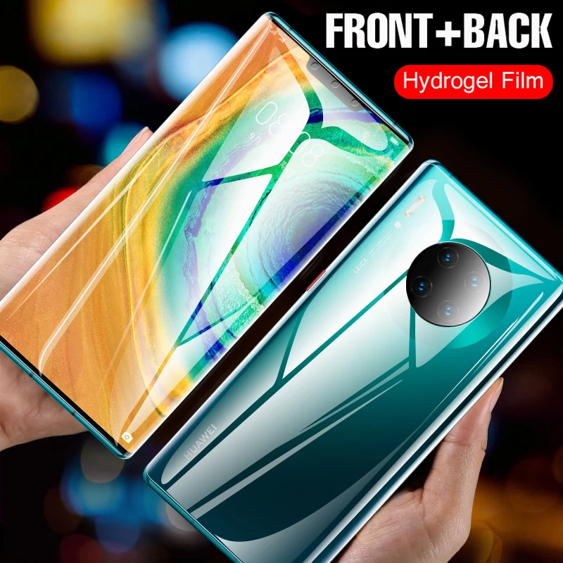 Передняя и задняя защитная пленка Lamorniea 21D для Huawei Mate 30 Pro Гидрогелевая мягкая ТПУ