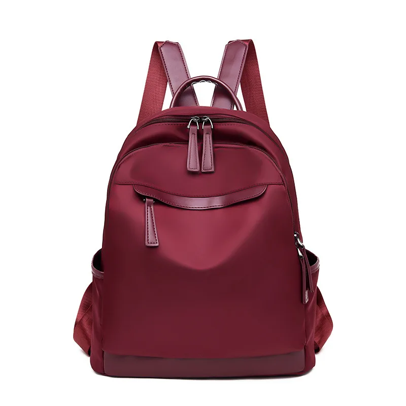 

Wine Red Oxford Ladies Shoulder Bag Travel Women Zipper Backpack Cute Student School Bag Backpacks Back Pack