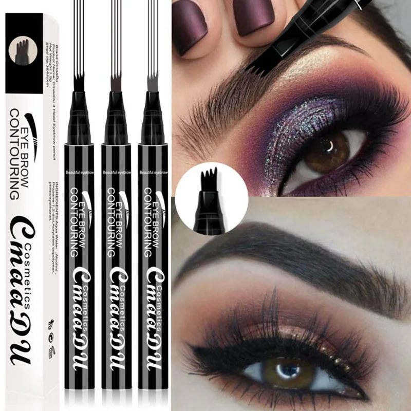 Microblading Eyebrow Pencil Waterproof Fork Tip Tattoo Pen Tinted Fine Sketch Eye Brow Pencils Long Lasting Eyebrows