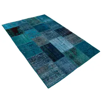

140x201 Cm Turquoise Handmade Patchwork Rug-5x7 Ft