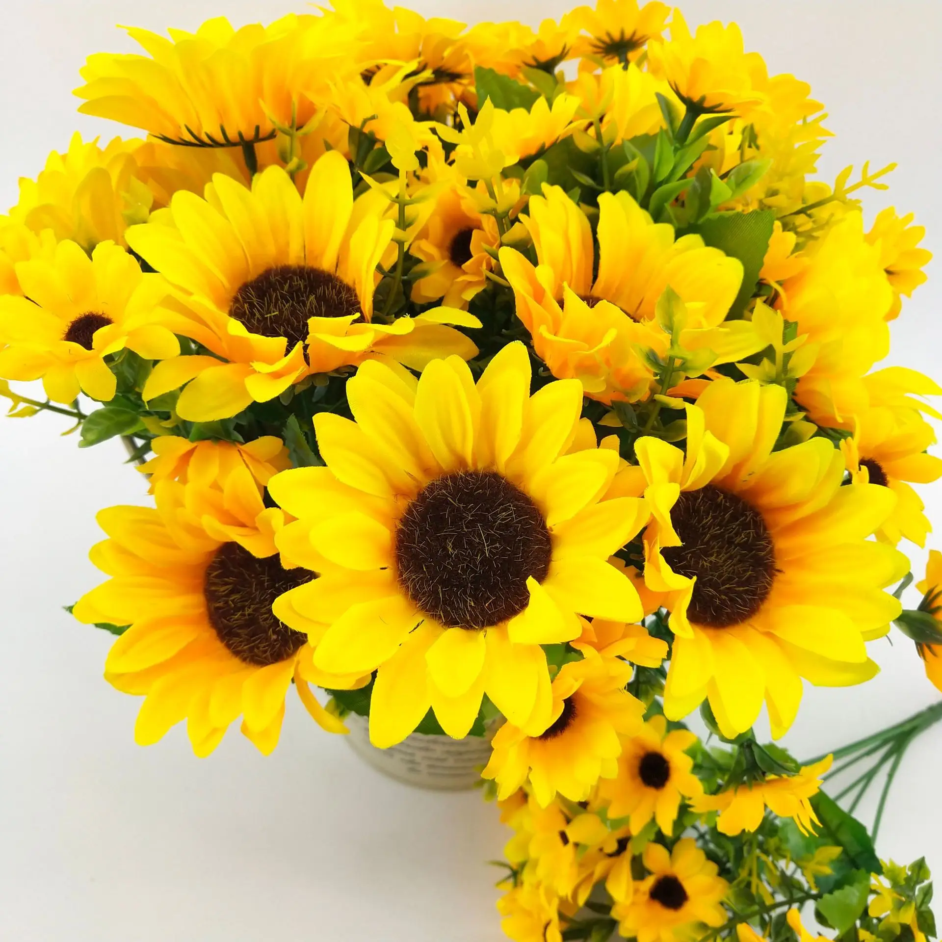 Artificial Sunflower Bouquet, 1 Bunches Silk Sunflowers Fake Yellow