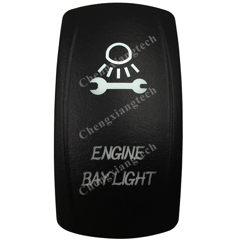 12v 24v Marine Grade Engine Bay Light Rocker Switch White Led 3pins On