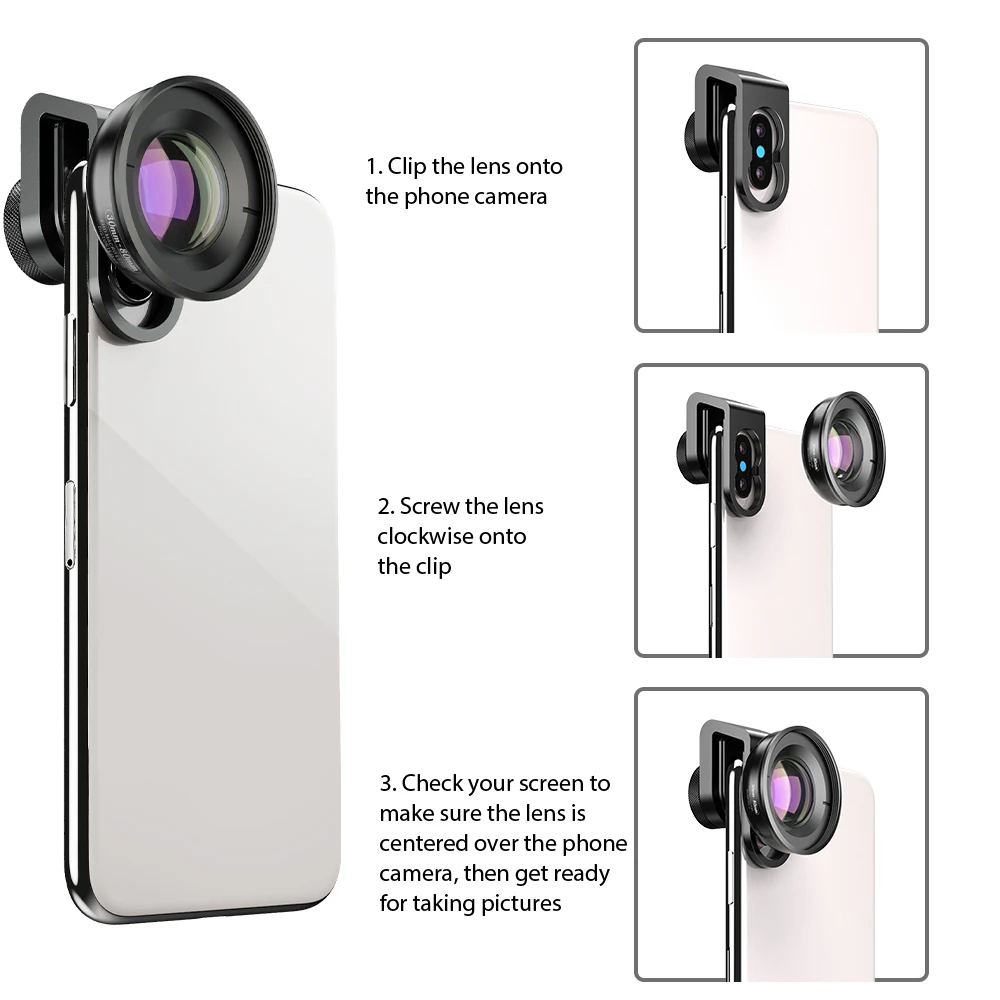 100x zoom lens for mobile HD Optic Camera Phone Lens 30-80Mm Macro Lens Super Macro Lenses for IPhone 7 8 Xs Max Huawei Xiaomi All Smartphones sony lens camera mobile Lenses