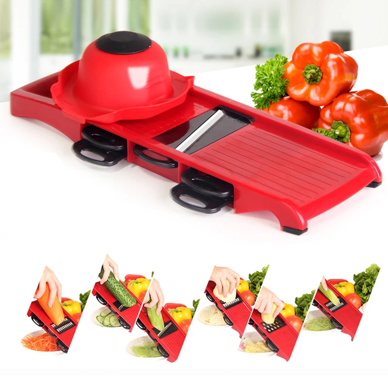 

New Vegetable Slicer Mandoline Cutter with Stainless Steel Blade Manual Potato Peeler Carrot Cheese Grater Dicer Kitchen Tool