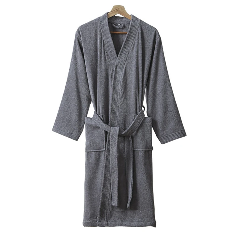 Robe Hotel Absorbent Bathrobe Feminine Nightgown Terry Material Simple Yukata Beauty Salon Robe Nightwear Autumn