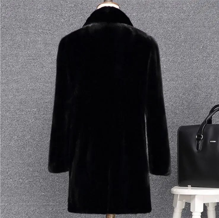 Chaquetas Hombre Длинная черная куртка из искусственного меха для мужчин большого размера Повседневная Верхняя одежда из искусственного меха норки длинные зимние топы K1226