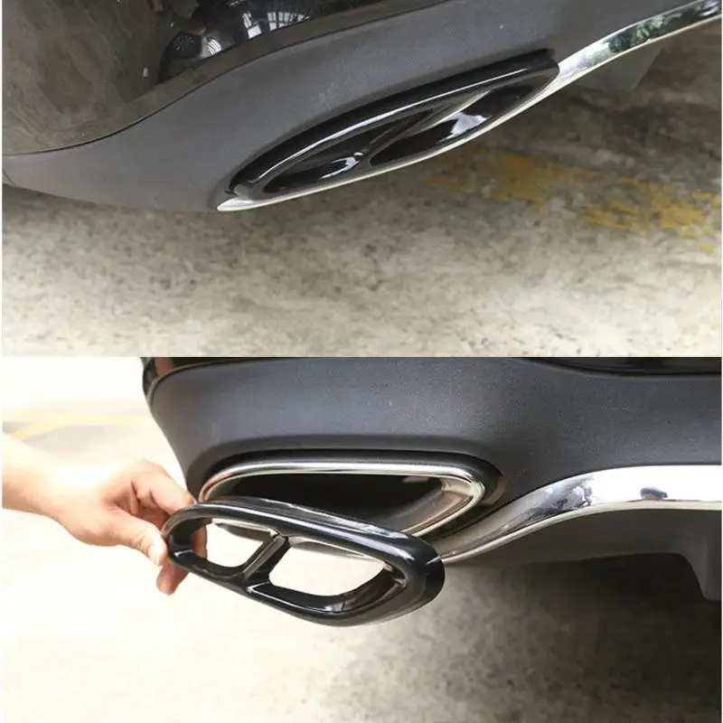 Pièce de voiture 2 pièces pour Mercedes Benz GLC C classe E C207 coupé 2014 2017 W212 W213 W205 X253 C180 C200 finition d'échappement en acier noir brillant |