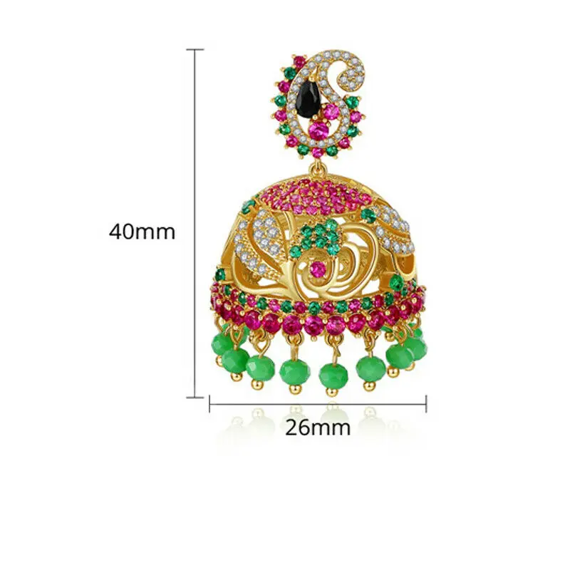 Модная индийская Jhumka AAA Cunbic Циркон маленькие колокольчики висячие серьги Этническая Цыганская бусина Jhumki женские свадебные украшения для вечеринки