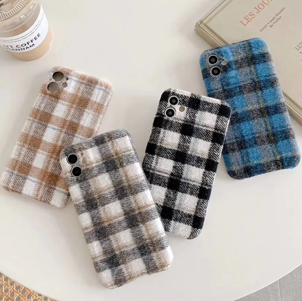 Gimfun простой клетчатый фетровый чехол для телефона Iphone 12 11 Pro Max Mini 7 8 Xr Xs Plus теплая