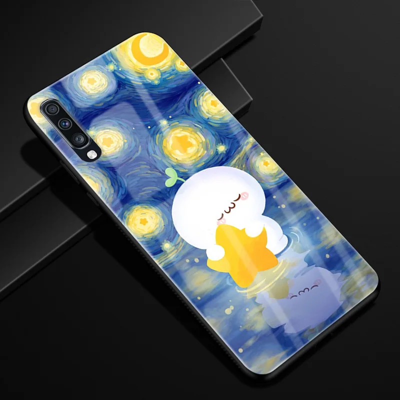 Для samsung Galaxy A70 чехол из закаленного стекла жесткая задняя крышка для samsung A70 A 70 чехол для телефона s силиконовый бампер A50 A50S A30S A 50 - Цвет: 40