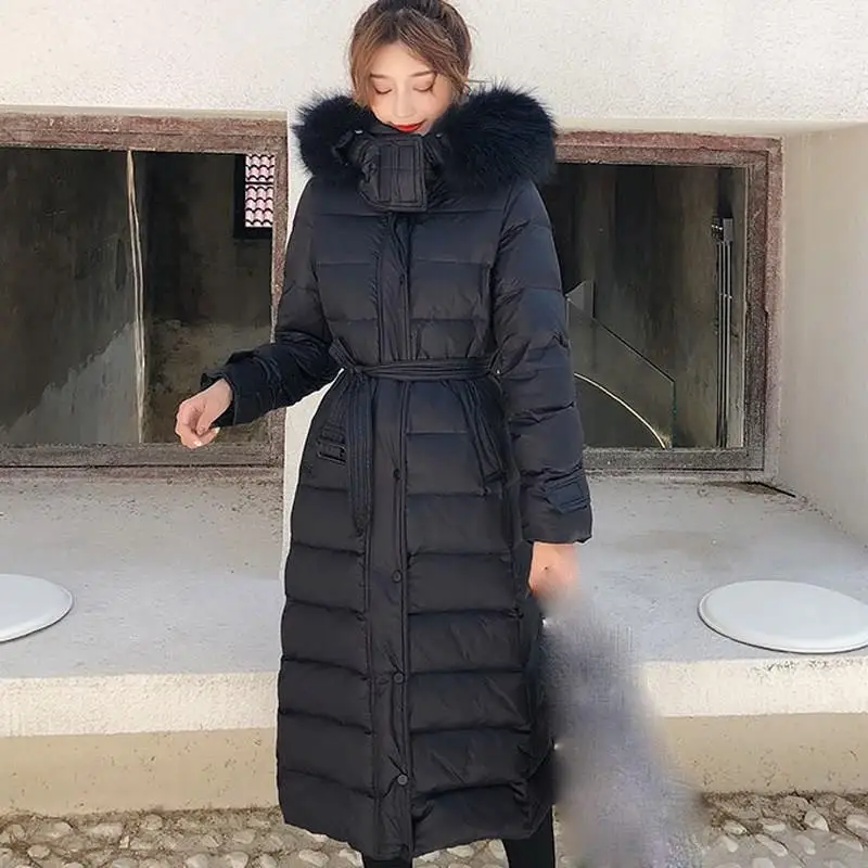 

Solid Faux Fur Collar Long Down Padded Parka Vintage Oversize Plus Size Parkas Thicken Solid Big Pocket Parkas Jacket