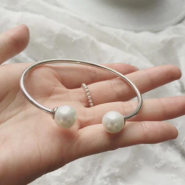 S925 Серебряный жемчужный Открытый браслет для женщин жемчужный браслет подарок на день Святого Валентина высококачественный популярный браслет