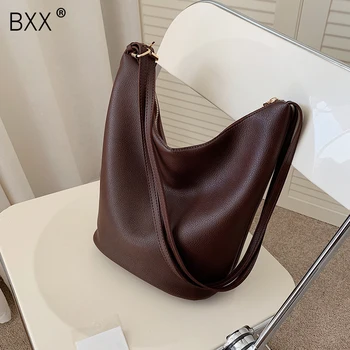 

[BXX] High Capacity PU Leather Bucket Bags For Women 2020 Winter Fashion Trend Crossbody Bags Lady Purses and Handbags HP295
