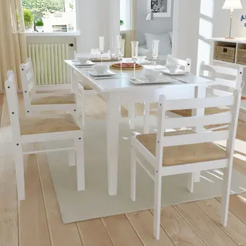 

Square Dining Chairs 6 Units Of White Wood Modern Dining Chair Set Of 6 Chairs Classic-Style Dining Room Furniture Dining Chair