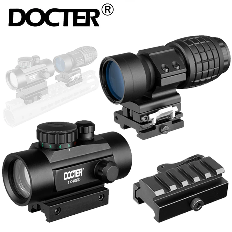 

1x40 Riflescope Tactical Red Dot Scope Sight Hunting Holographic Green Dot Sight 3x Magnifier combination