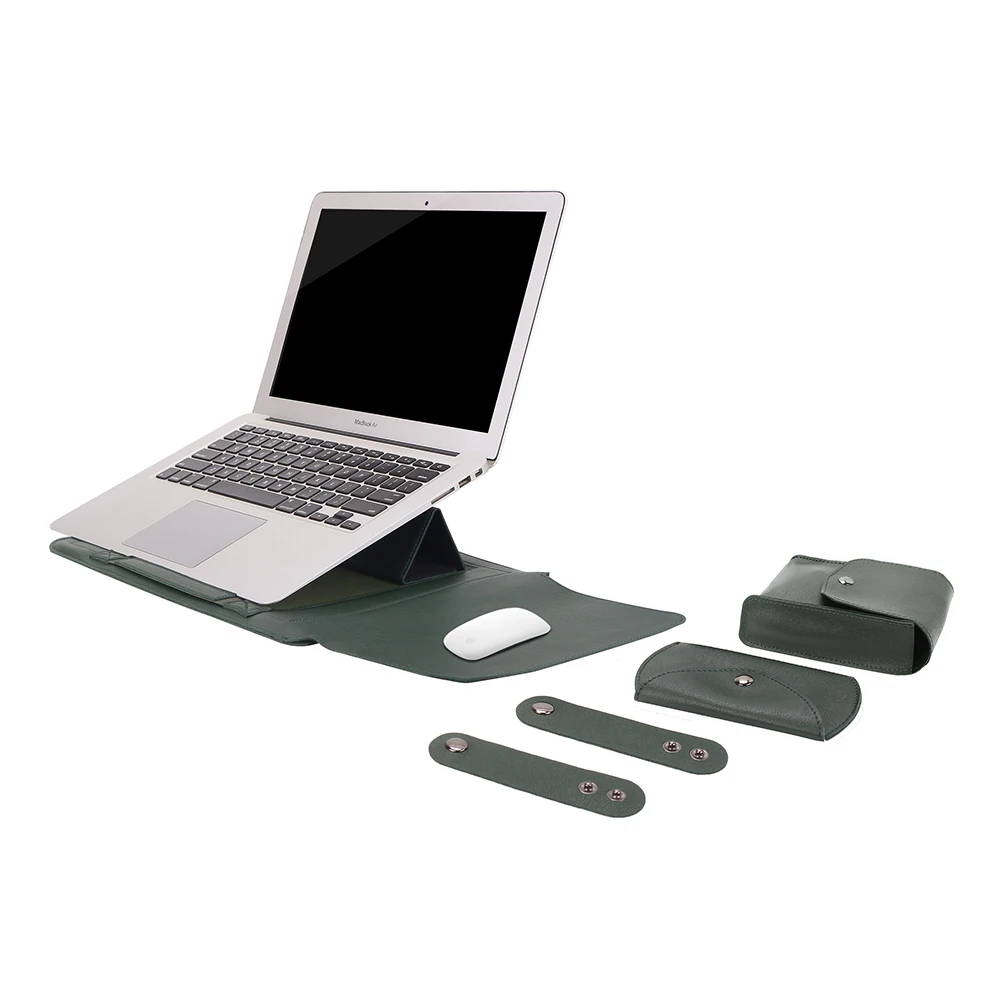 Сумка из искусственной кожи для Macbook Air Pro retina 11 12 13 15 водонепроницаемый чехол для ноутбука Портативная сумка для ноутбука с опорой