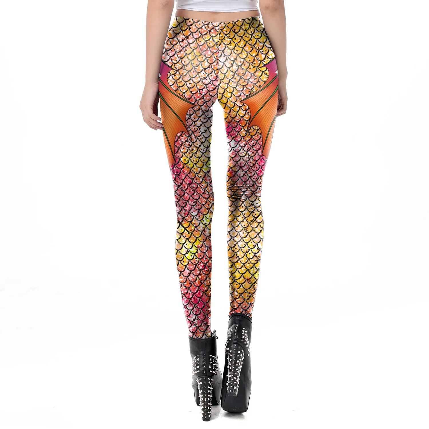 Sexy Femme Pencil Pant 3D printing Mermaid Scale Fins Blood Printed Elastic Slim Fitness Workout cosplay Women Leggings