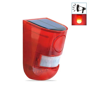 

Solar Sound Alert Flash Warning Sound & Light Alarm Motion Sensor 110 Decibels Siren Strobe Security Alarm System for Farm ABS