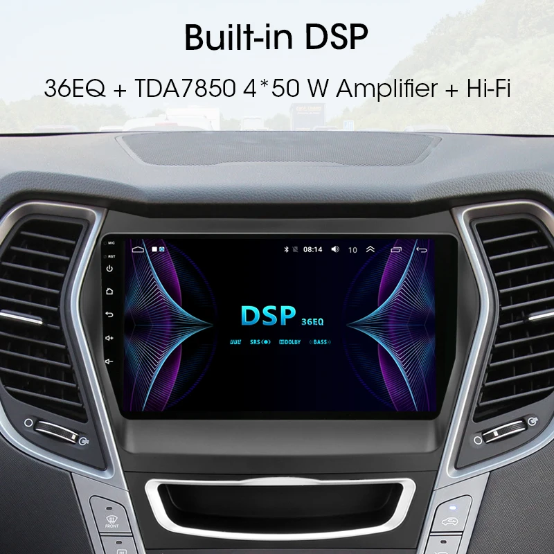 Jansite " Автомобильный радиоплеер для hyundai Santa fe 2013- Авторадио Android 2G+ 32G Сенсорное зеркало-link плееры с рамкой