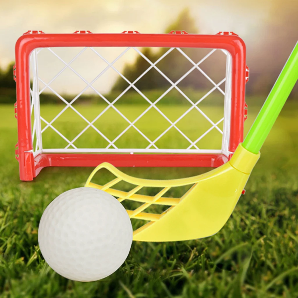 Mini Hockey Goal Set 2 Nets 2 Sticks 2 Balls Children Indoor Outdoor Games