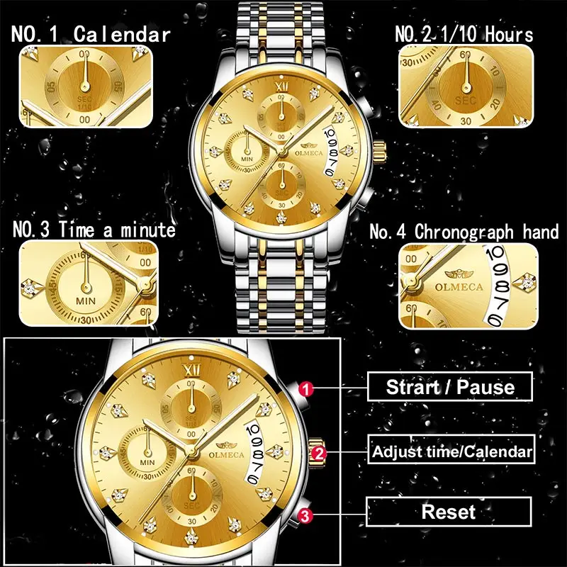 Reloj Hombre мужские часы OLMECA модные деловые мужские часы брендовые Роскошные наручные часы с ремешком из нержавеющей стали Кварцевые часы 0827
