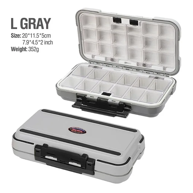 2021 Fishing Waterproof Fishing Tackle Box Double-Sided Opening and Closing Bait Box Multifunctional Hook and Bait Accessory Box L-gray