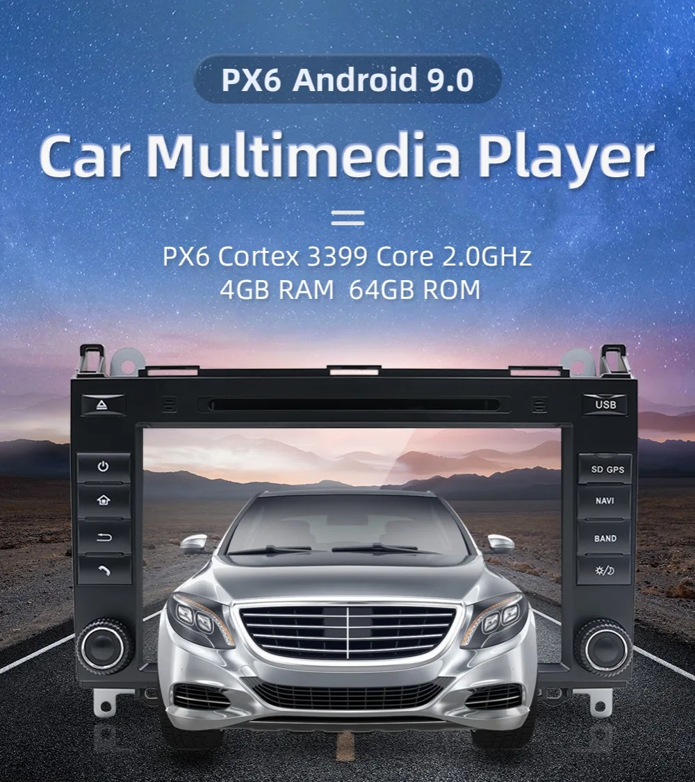 Excellent 4G+64G Android 9 For Mercedes Benz Sprinter B200 W209 W169 B-class W245 B170 Vito W639 2 DIN Car DVD player Radio GPS multimedia 3