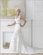 

church clothes white Fashion Elegant Delicate Beaded Sash Vintage Finished Lace Bridal Gown with Belt Bespoke Wedding Dresses