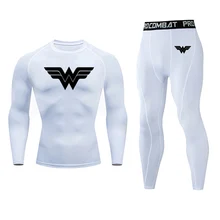 Высокое качество Wonder Woman новые зимние комплекты термобелья для мужчин быстросохнущие анти-микробные тянущиеся мужские теплые кальсоны для фитнеса