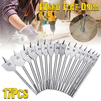 

17 Pcs 6-38mm Woodworking Tool Sets Durable High Carbon Steel Flat Drill Bits Flat Spade Bit Wood Tools Flat Drill Bit Set