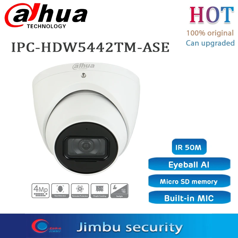 US $113.95 DAHUA Security IP Camera HDW5442TMASLED 4MP DayNight WDR Surveillance IR Eyeball AI Network Camera IP67 IPCHDW5442TMASE
