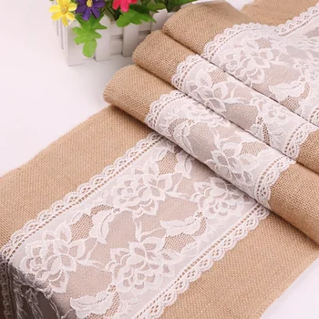 

Lychee 30cmx275cm Linen Lace Table Runner Simple Table Runner for Home Wedding Birthday Party Outdoor