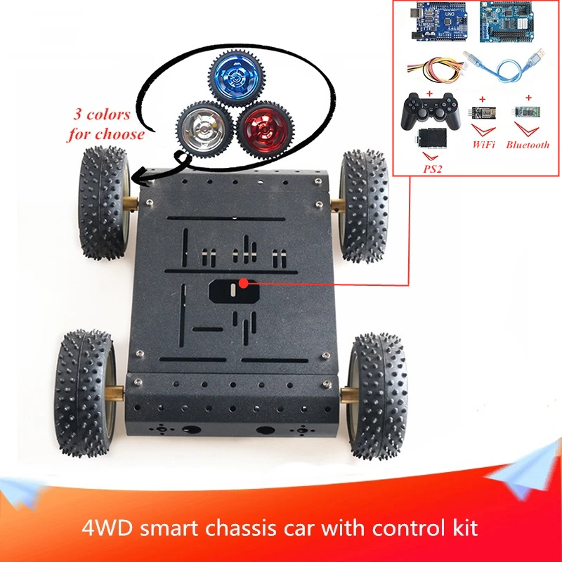 With Control Kit 4WD Smart Chassis Car Model DIY RC Toy Unassembled Mobile Robot Platform 4pcs High Torque Motor for Education