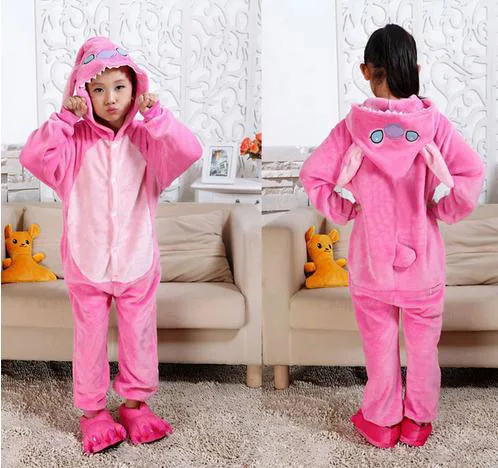 Детские пижамы в виде животных; комбинезон для детей; костюм летучей мыши; одеяло Кигуруми для маленьких мальчиков и девочек; Пижама для сна; Пижама для подростков; одежда для сна; комбинезон - Цвет: Pink Stitch