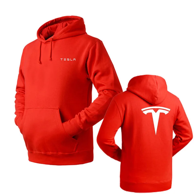 Толстовка с логотипом Tesla, пуловер с капюшоном, толстовка с капюшоном унисекс, новая мода - Цвет: Красный