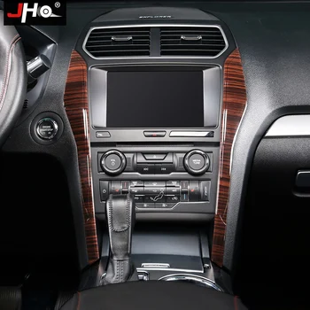 

JHO Wooden Grain Car Side Center Console Panel Overlay Cover Trim Accessories For Ford Explorer 2016-2019 2018 2017 Limited XLT