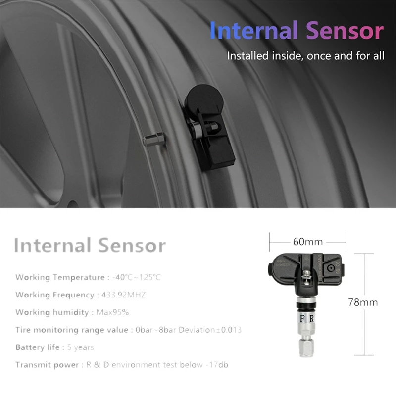 USB Android TPMS система контроля давления в шинах Дисплей Сигнализация внутренние датчики Android навигация Автомагнитола 4 датчика