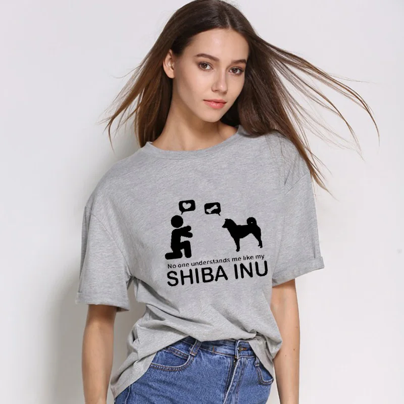EnjoytheSpirit, женская футболка с надписью «No One custom Me Like My Shiba Inu», хлопковая Футболка с забавным принтом, футболка хорошего качества с круглым вырезом