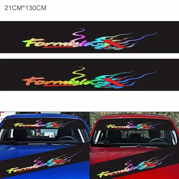 

130 x 21CM Universal PVC Laser Colourful For - X Graphics Pattern Car Sun-Resistant Front Rear Windshield Creative Sticker